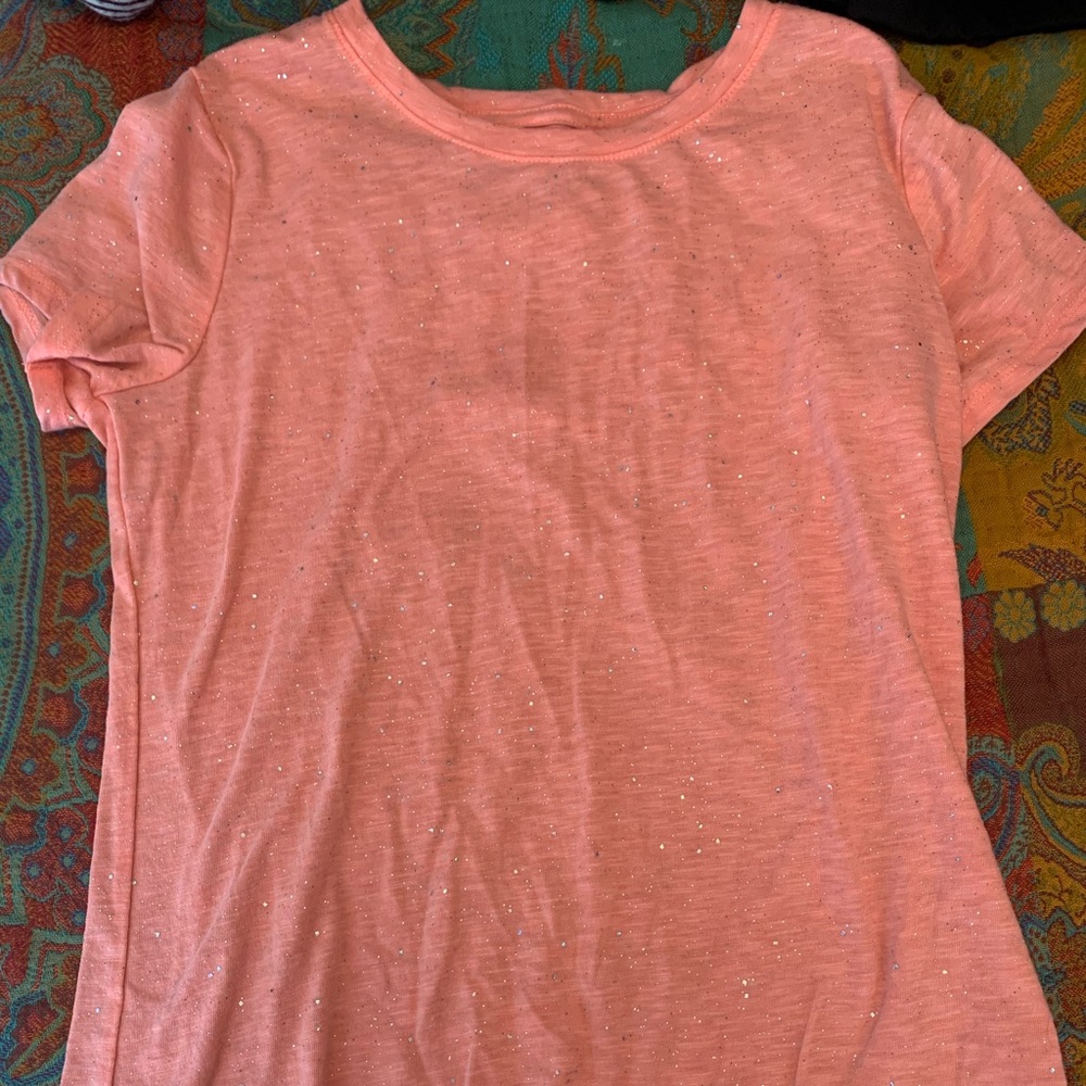 ✯ girls’ coral sparkle tee ✯